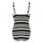 Annadiva Swim Aruba Stripe High Neck Badpak Black White